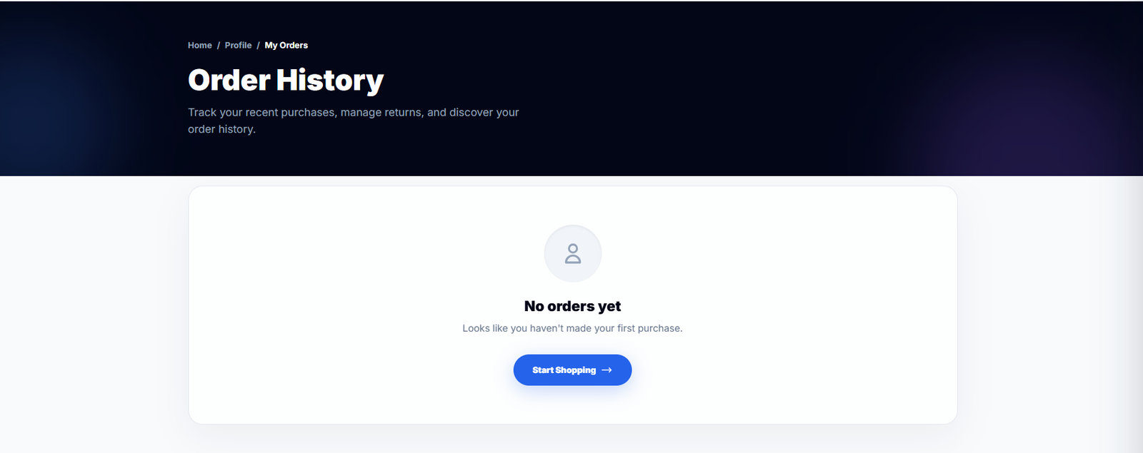 Order History Screenshot